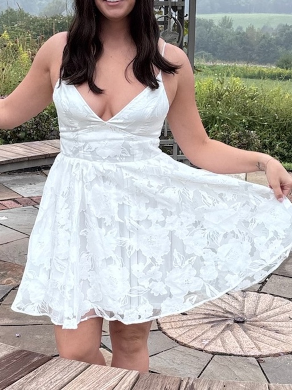 Floral Feelings White Floral Jacquard Babydoll Mini Dress - White